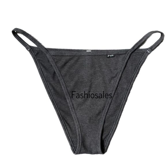 Victorias Secret Pink Soft Cotton Ribbed String Bikini panty Gray Bundle of 3 - Picture 2 of 10